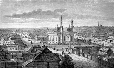 Semei, Semipalatinsk, a town in eastern Kazakhstan, in 1880, Historical, digital reproduction of an