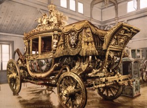 The ceremonial carriage of Charles X in Versailles, France, ca 1890, Historical, digitally restored