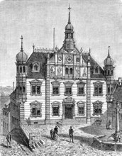 The town hall of Hechingen, Baden-Württemberg, Germany, in 1890, Historical, digital reproduction