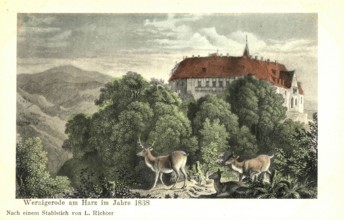 Historical postcard, picture postcard, Wernigerode, Saxony-Anhalt, Germany, digitally enhanced