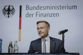 Christian Lindner (FDP), Federal Minister of Finance, photographed during the press conference on