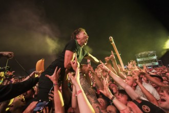 Tim McIlrath, singer of Rise Against at the Highfield Festival on Saturday, Störmthaler See, 17.08