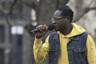 Eze Wendtoin, musician, recorded as part of the joint strike by Fridays for Future and local