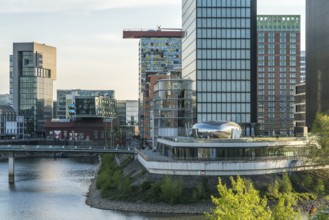 Office building, Hyatt Regency and Innside Hotel in the Media Harbour, state capital Düsseldorf,