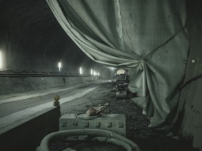 Tunnel section in construction lot H41 in the Sill Gorge, Brenner Base Tunnel, Tyrol, Austria,