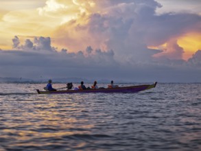 Sunset boat trip on the lake, Tempe Lake, Sulawesi, Indonesia, Asia