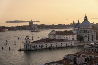 Basilica di Santa Maria della Salute on the Grand Canal at sunset, view from the Campanile di San
