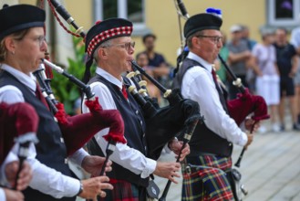 Bagpipe orchestra, Pipe concert, Sigmaringen, Baden-Württemberg, Germany, Europe