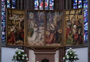 Interior view of altar, high altar, chancel, St Mary's Chapel, Würzburg, Lower Franconia, Bavaria,