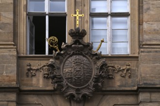Coat of arms of Prince-Bishop Friedrich Carl von Schönborn, 1674-1746, New Town Hall, Bamberg,