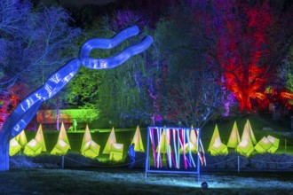 Parkleuchten, event in winter, in the Grugapark in Essen, many different light installations,