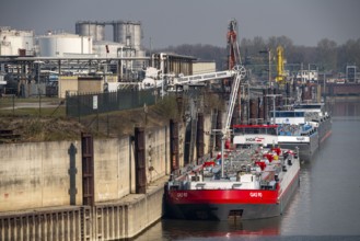 Duisport, Ruhrort harbour, oil island, TanQuid tank farm, for mineral oil products, chemical