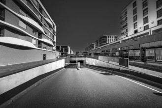 Black and white, city, building, modern, Freiburg, Germany, Europe