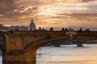 Scenic beautiful Ponte Vecchio bridge in Florence historic city center