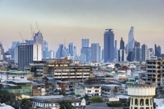 Panorama from Golden Mount, skyline of Bangkok, Thailand, Asia