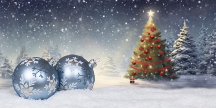 Christmas card for Christmas with Christmas baubles card and text free space Copyspace decoration