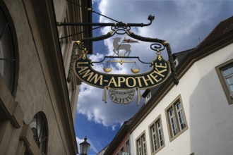 Nose sign of the Lamm Pharmacy, Kitzingen, Lower Franconia, Bavaria, Germany, Europe