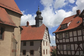 Old town with town hall, Schlitz, small town in the east of the Vogelsberg district in central