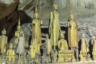 Numerous Buddha statues in Pak Ou Cave, a sacred site, Pak Ou, Louangphabang Province, Laos, Asia