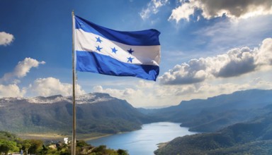 The flag of Honduras flutters in the wind