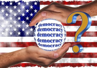 Symbolic image, democracy versus autocracy, US democracy in danger, EU and Germany under political