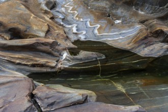 Rocks, rock structures, Verzasca River, near Lavertezzo, Verzasca Valley, Valle Verzasca, Canton