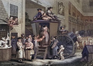 Country Inn Yard Engraved by T Engleheart after Hogarth from The Works of Hogarth published London
