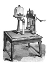 Two-stage air pump from 1870, historical, digital reproduction of an original from the 19th century