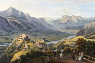 View of Mount Tabor, taken from Pfeffers Monastery in the direction of Pretigau, Canton of St.