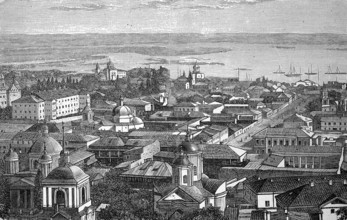 The city of Kiev, Ukraine, Russia, in 1880, Historical, digital reproduction of an original from