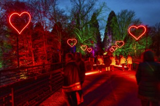 Parkleuchten, event in winter, in the Grugapark in Essen, many different light installations,