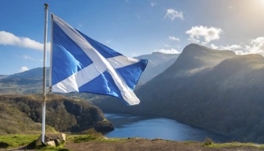 The flag of Scotland flutters in the wind