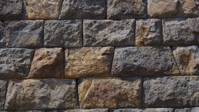 Close-up of the stones of an ancient ruined wall with visible structure and texture, Palaiokastro,