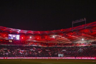 Christmas greetings for fans after Bundesliga football match, VfB Stuttgart versus FC St. Pauli,