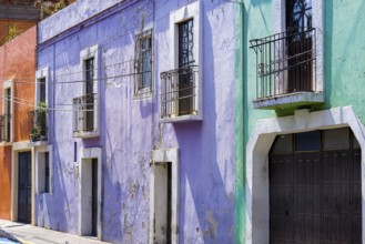 Scenic colorful colonial architecture of Cholula streets in historic center in Mexico Puebla
