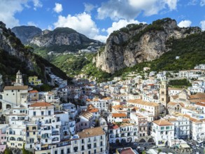 Amalfi from a drone, Salerno, Campania, Italy, Europe