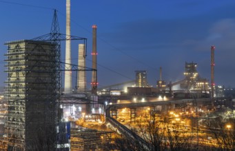 The Thyssenkrupp Steel steelworks in Duisburg-Marxloh, on the Rhine, quenching tower of the coking