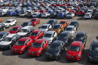 Duisburg, North Rhine-Westphalia, Germany, new cars, transhipment centre, car terminal in Duisburg