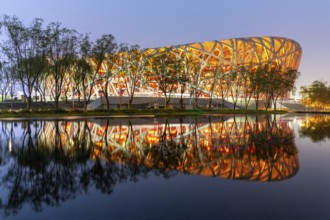 Olympic Stadium Bird's Nest Beijing Olympic Stadium modern architecture in Beijing, China, Asia