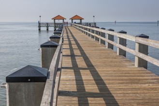 Ken Combs Fishing pier in Gulf of Mexico at Courthouse Road in Gulfport, Mississippi, USA, North