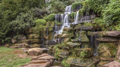 Cold Water Falls, the largest man-made natural stone waterfall, at Spring Park in Tuscumbia,