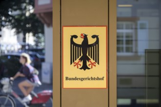 Karlsruhe, Baden-Württemberg, Germany, Federal Court of Justice, sign with the Federal Eagle emblem