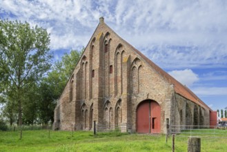 13th century Gothic monastic tithe barn of the Ter Doest Abbey at Lissewege near Bruges, West