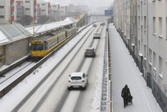 Essen, North Rhine-Westphalia, Germany - Onset of winter in the Ruhr area, few cars driving on the
