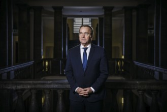 Boris Pistorius (SPD), Federal Minister of Defence, poses for a photo at the Ministry of Defence.