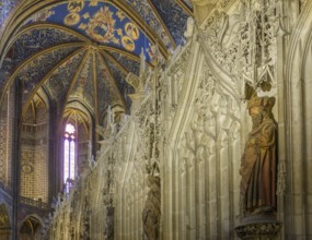 Detail of the choir and ceiling fresco in St Cecilia's Cathedral in Albi, Tarn department, France,