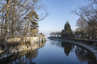 The island canal on the shore of Lake Constance and the Constance funnel, Dominican Island on the