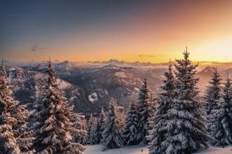 A Winter Wonder Land sunset hiking tour in the snow on the Edelsberg near Nesselwang in the Allgäu