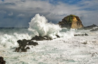 High waves on the rocks of Porto Moniz, Atlantic surf, storm, Porto Moniz, Madeira, Portugal,