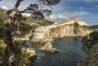 Bokar Fortress, Kolorina Bay and city walls in Dubrovnik, Croatia, Europe